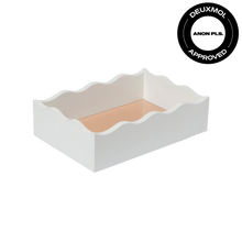 Load image into Gallery viewer, Roundhouse: Small White and Tangerine Scalloped Tray
