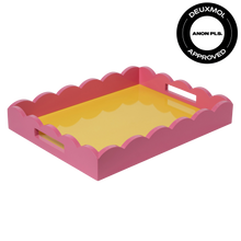 Load image into Gallery viewer, Roundhouse: Large Rectangular Yellow and Pink Scalloped Tray
