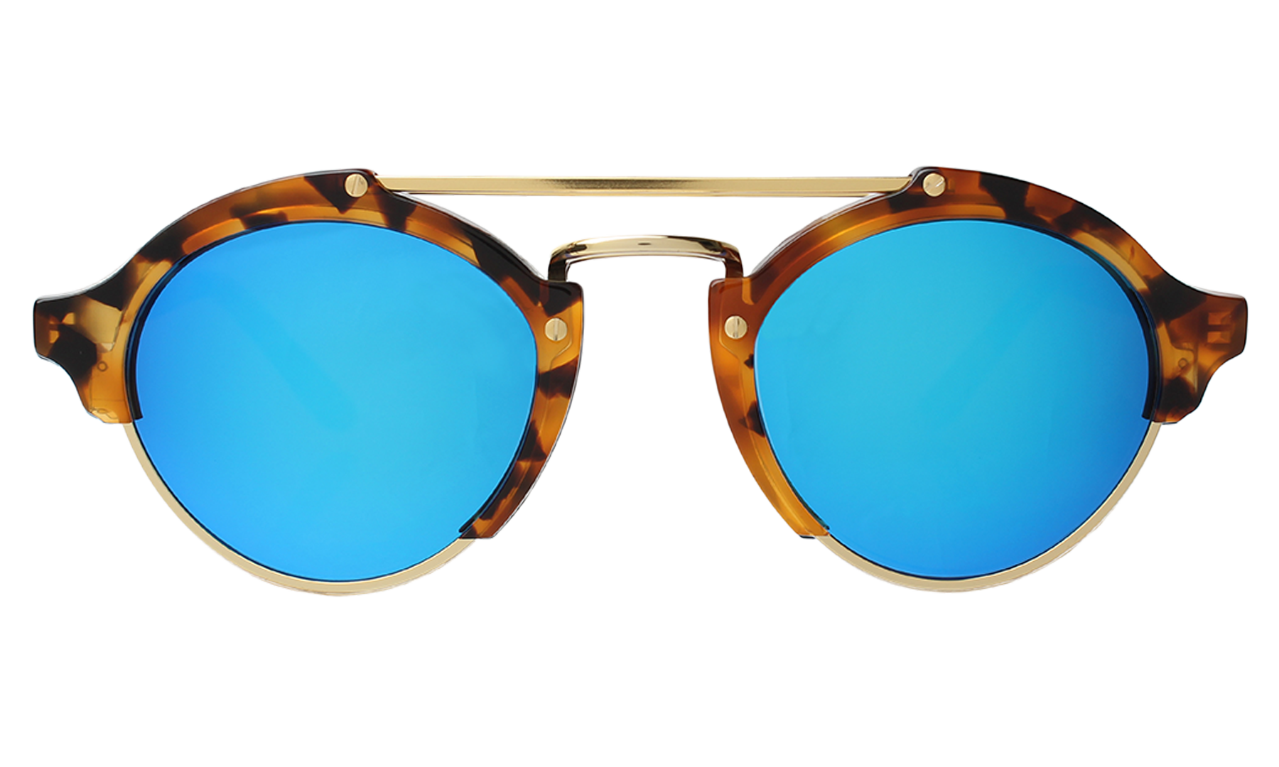 Illesteva Tortoiseshell Frame Sunglasses with Blue Mirrored Lenses Sunglasses Lentes Illesteva Illesteva Two Point One White  main image 2